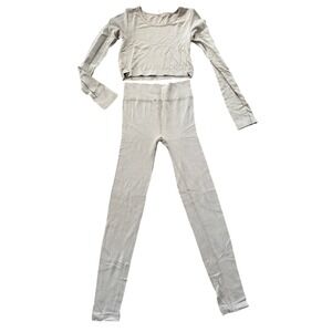 SO Lounge Set Top & Leggings Ribbed Knit Nude Beige‎ Women's